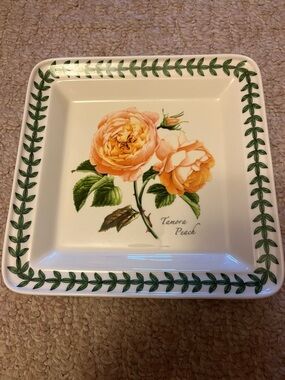 Portmeirion Square botanic roses Tamora Peach 8.5 inch salad dessert plate